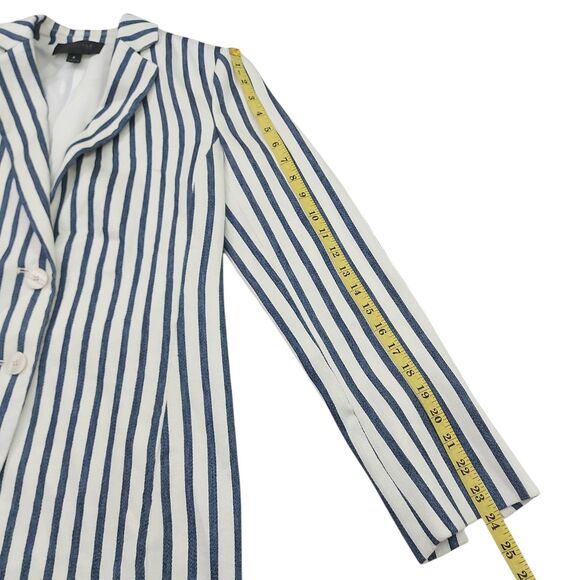 Carlisle Sport Blazer Jacket Womens 6 White Navy Striped Linen Blend Two Button - Picture 11 of 11